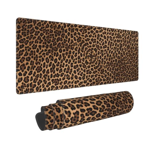 Tapis de souris de jeu léopard sauvage 80x30,5 cm imperméable et antidérapant pour bureau