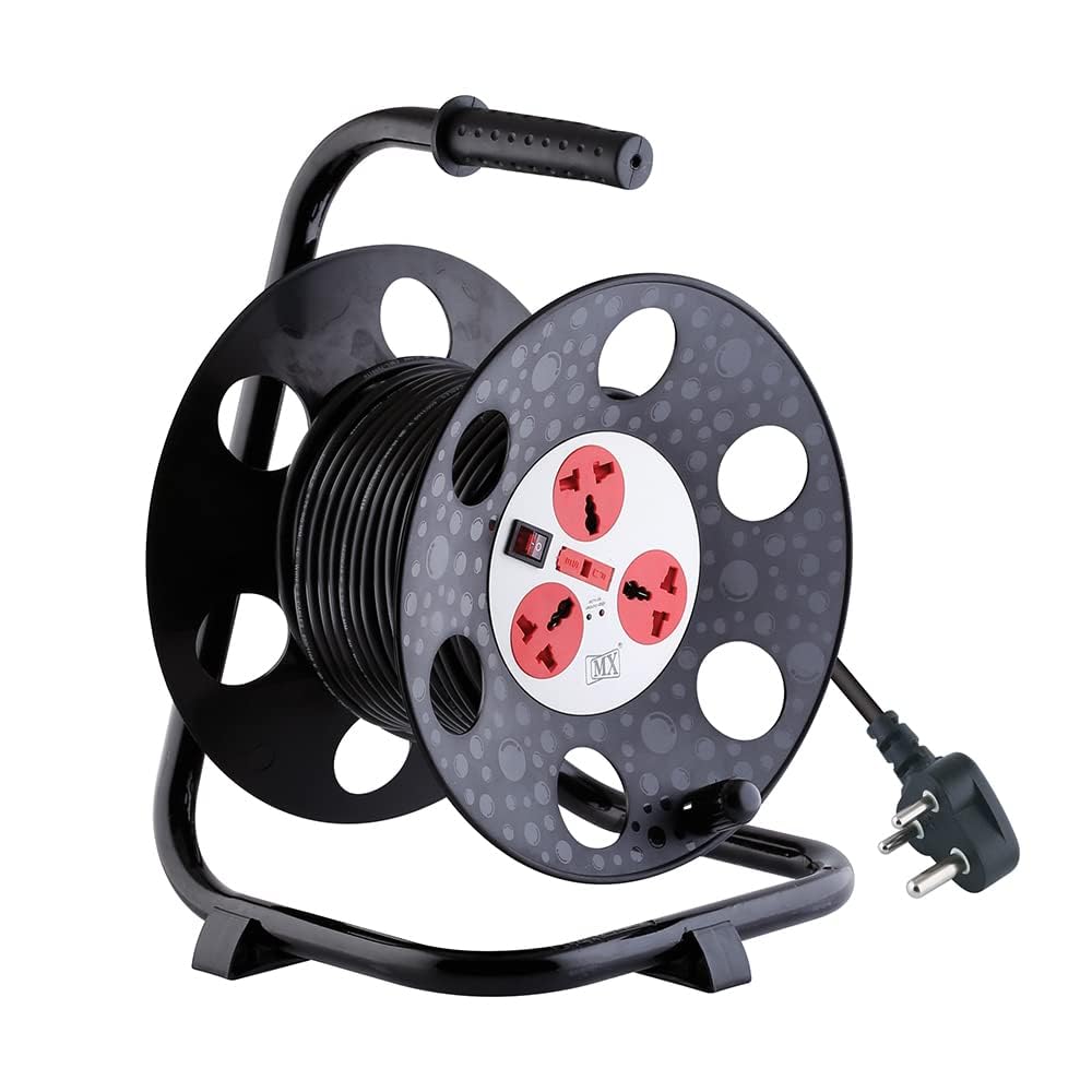 MX Cable Drum Extension Cable Reel Drum extension Drum 10 meters heavy duty long wire cord 3 Universal Sockets 5 amp socket Cable Drum Reel Extension Drum With Cable-image-20