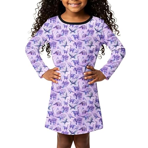 The Picket Fence Girls Dinosaur Dress Toddler, Sensory Friendly Kids Dresses for Girls, Play Clothing for School