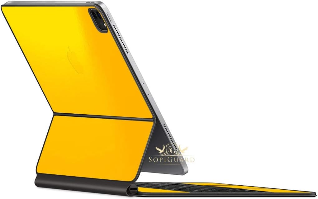SopiGuard Skin for iPad Pro Magic Keyboard 12.9 (iPad Pro A2229) Precision Edge-to-Edge Vinyl Sticker Top, Keyboard, and Rear Panel (3M Gloss Yellow)