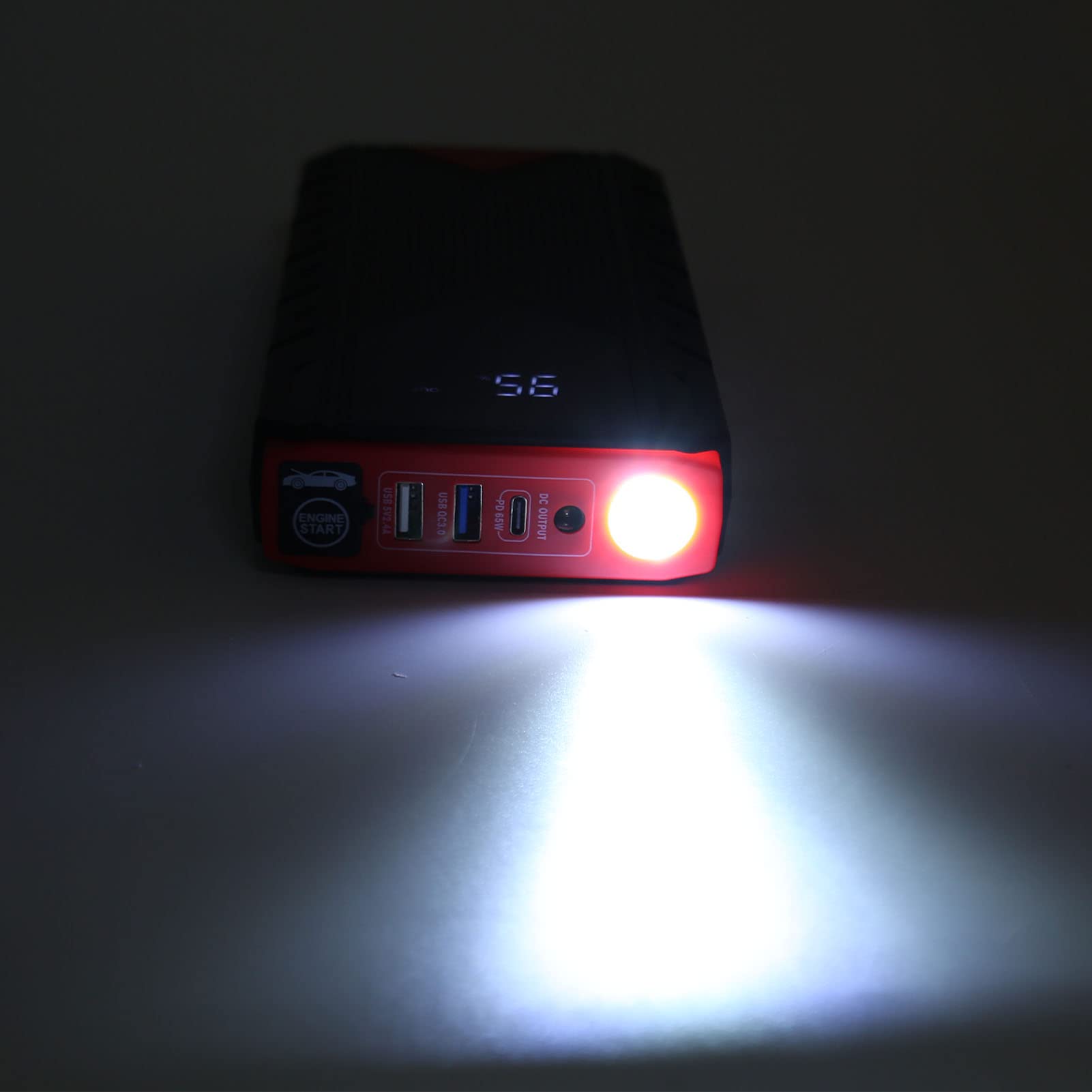 3000A Urządzenie do Uruchamiania Awaryjnego Samochodu, 12V 30000mAh Akumulator Samochodowy Booster, Funkcja SOS POS IP65 Przenośna ładowarka Power Bank na Zewnątrz, Ochrona Przed
