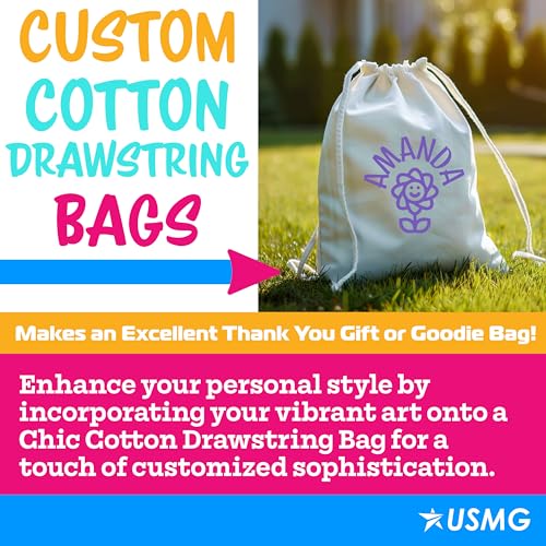 Custom Cotton Drawstring Bags- One imprint color for party favors, gifts, and promotions3