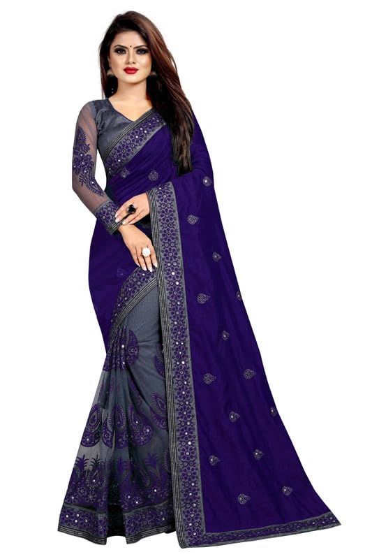SADGUN CREATION Woven net Women's Sana Silk & Net Saree with Banglori Silk Blouse Piece