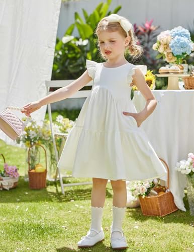 Arshiner Toddler Dress Girls Backless Tiered Summer Dresses Cute Swing Beach Sundress with Pockets for 2-8Y4