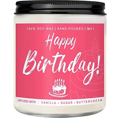 Happy Birthday Candle Gifts For Women - Unique Gift For Best Friend - Vanilla Sugar And Buttercream Candles Gift Idea For Her Sister Mom Coworker Classmate Bestie Present 7 Oz #TOP17