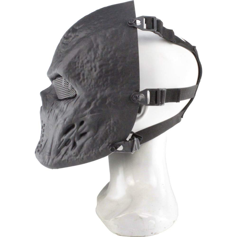 WOSPORT MASCHERA SOFTAIR TATTICA TESCHIO BLOODED SKULL NERA WO-MA79B CON BANDE ELASTICHE REGOLABILI