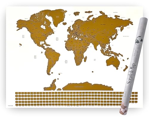 Gleneagles Scratch Off World Map Travel Tracker Poster β Large White Gold Map of the World with Scratch-Off Countries Chip Adventure Map for Travellers A1/2 Size Gift for Men & Women Bucket List Image of Gleneagles Scratch Off World Map Travel Tracker Poster β Large White Gold Map of the World with Scratch-Off Countries Chip Adventure Map for Travellers A1/2 Size Gift for Men & Women Bucket List