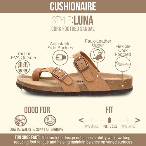 Image of CUSHIONAIRE Women's Luna Cork Footbed Sandal With +Comfort