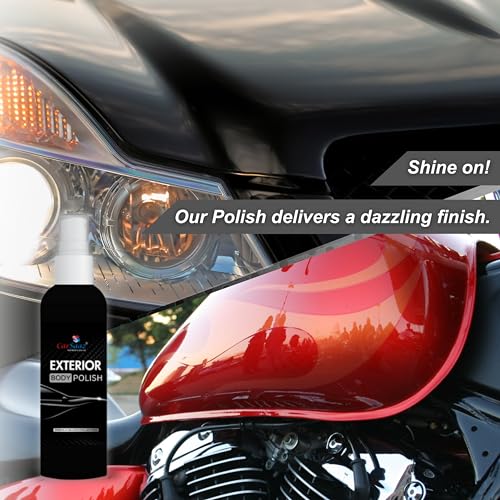 Image of CAR SAAZ Car & Bike Polish Combo | Polish Combo (100 ML Each) | Exterior Body Polish, Leather Vinyl & Dashboard Polish, Upholstery Cleaner, Tyre Shiner with | 4 Applicator Pads