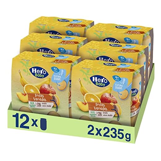 Hero Baby - Tarrito de Frutas Variadas, Ingredientes Naturales, para Bebés a Partir de los 4 Meses - Pack de 12 x 235 g
