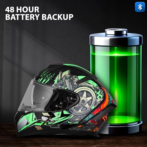 Image of Steelbird SBH-32 Trickster Bluetooth ISI and Dot Certified Full Face Helmet for Men and Women with Inner Smoke Sun Shield