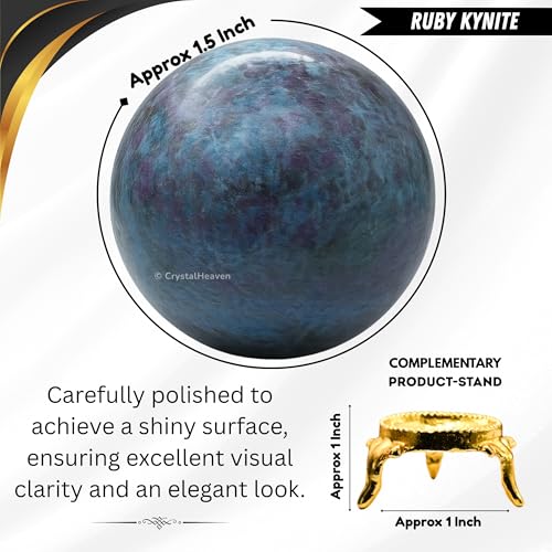 Image of Certified Ruby Kyanite Crystal Ball for Meditation - Premium Crystal Vastu Items for Home and Feng Shui Items for Good Luck - Ideal for Pooja Supplies and Spiritual Practices (1.5 inch Inch)