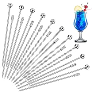 Homgaty 20 stuks RVS Cocktail Picks, Martini Glass Picks Herbruikbare Cocktail Picks Metalen Fruit Sticks voor Bar…