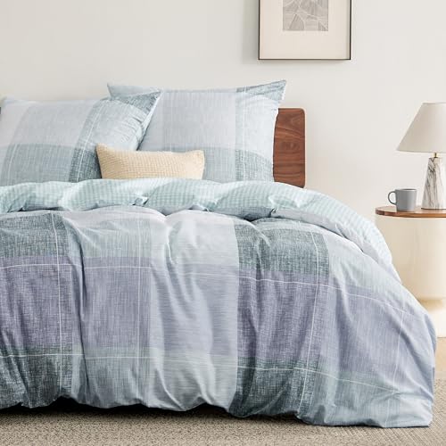 BEDSURE Juego de ropa de cama de 220 x 240 cm, 3 piezas, funda nórdica de 240 x 220 cm con 2 fundas de almohada de 80 x 80 cm, certificado Öko-Tex, color blanco, juego de ropa de cama con estampado a