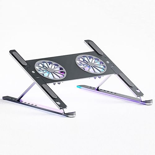 MJWDP - Soporte ajustable de aluminio para laptop, soporte para tableta, soporte de cuaderno, almohadilla de ventilador de enfriamiento, base de