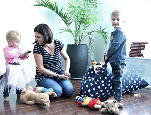 image for MiniOwls Stuffed Animal Toy Storage Bean Bag Chair Cover US Navy Blue 