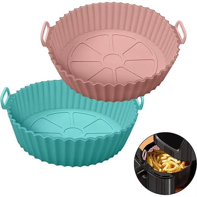 Reusable Silicone Air Fryer Pot with Ear Handles for Home Kitchen...