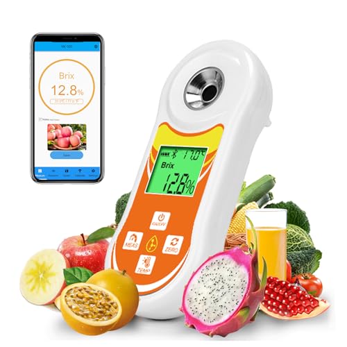 Refractómetro Inteligente Brix, Probador Digital YINMIK Brix (0 60%), Medidor de Temp de Azúcar con ATC, Medidor Portátil Brix para Frutas, Café, Jarabe de Arce, Jugos, Alimentos y Vegetales