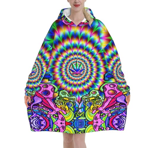 Couverture à capuche en flanelle mandala coloré EdWal plaid doudou adulte
