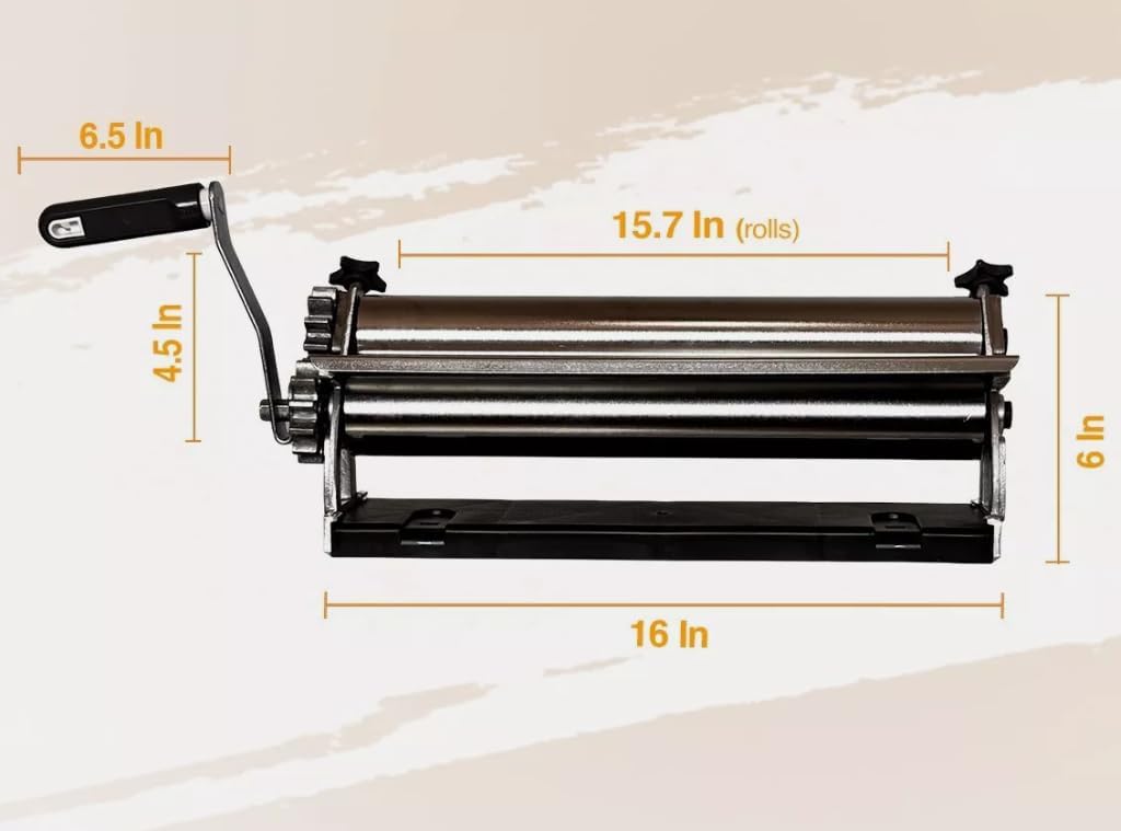 15.75in (40cm) Chrome Dough Laminator – Manual Pasta Maker for Noodles, Breads, Pizza, and Pastry – Adjustable Thickness Control, Durable Cast Iron and Steel Construction