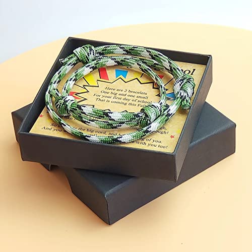 Image of First Day Of School Bracelet, Matching Mommy And Me Mother Son Daughter Paracord Back To School Bracelets Wish Gift for Mom Boys Dad Girls Jewelry
