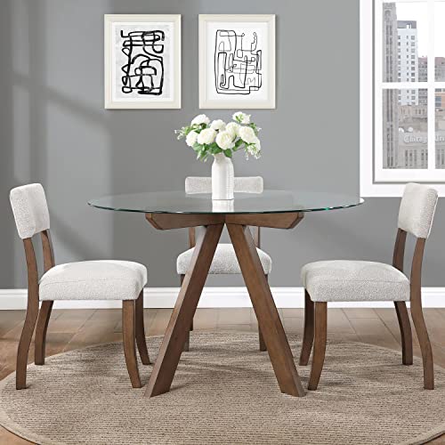 Steve Silver Wade Mocha Brown Wood and Glass Top Dining Table - Thumbnail 2