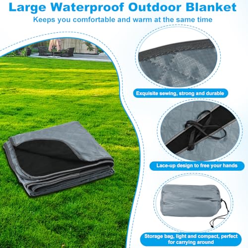 SLTAXAR Wasserdichte Decke Outdoor Campingdecke Fleece 140 x 200 cm Fleece Decke Reise Grau Camping Decke Warm Camping Blanket Isoliert Waterproof Picknickdecke Maschinenwaschbar für Picknick Auto