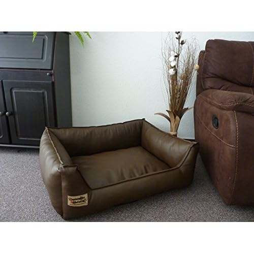 Hundebett Hundesofa Schlafplatz Kunstleder Similpelle 90 cm X 70 cm braun