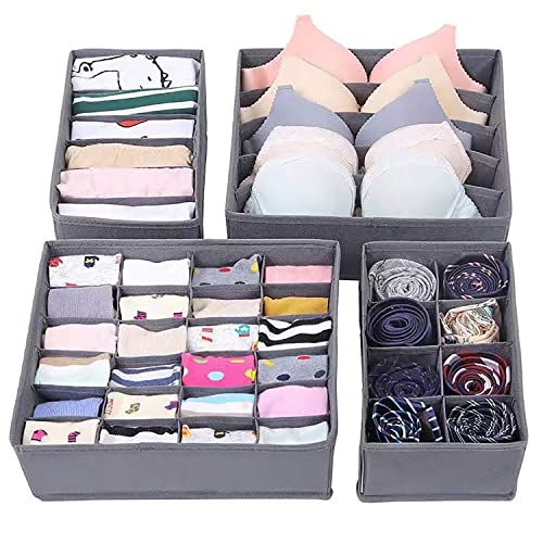 4 Pack Foldable Closet Underwear Organizer, Storage Boxes Un...