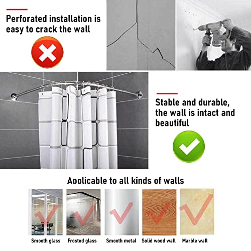 Ganggend Adjustable Curved Shower Curtain Rod 31-43 Inches, Stainless Steel Rustproof Premium, Telescoping Design Curved Shower Curtain Rod For Bathroom, Bathtub, Stall, Brush Nickel, Need To Drill #TOP7