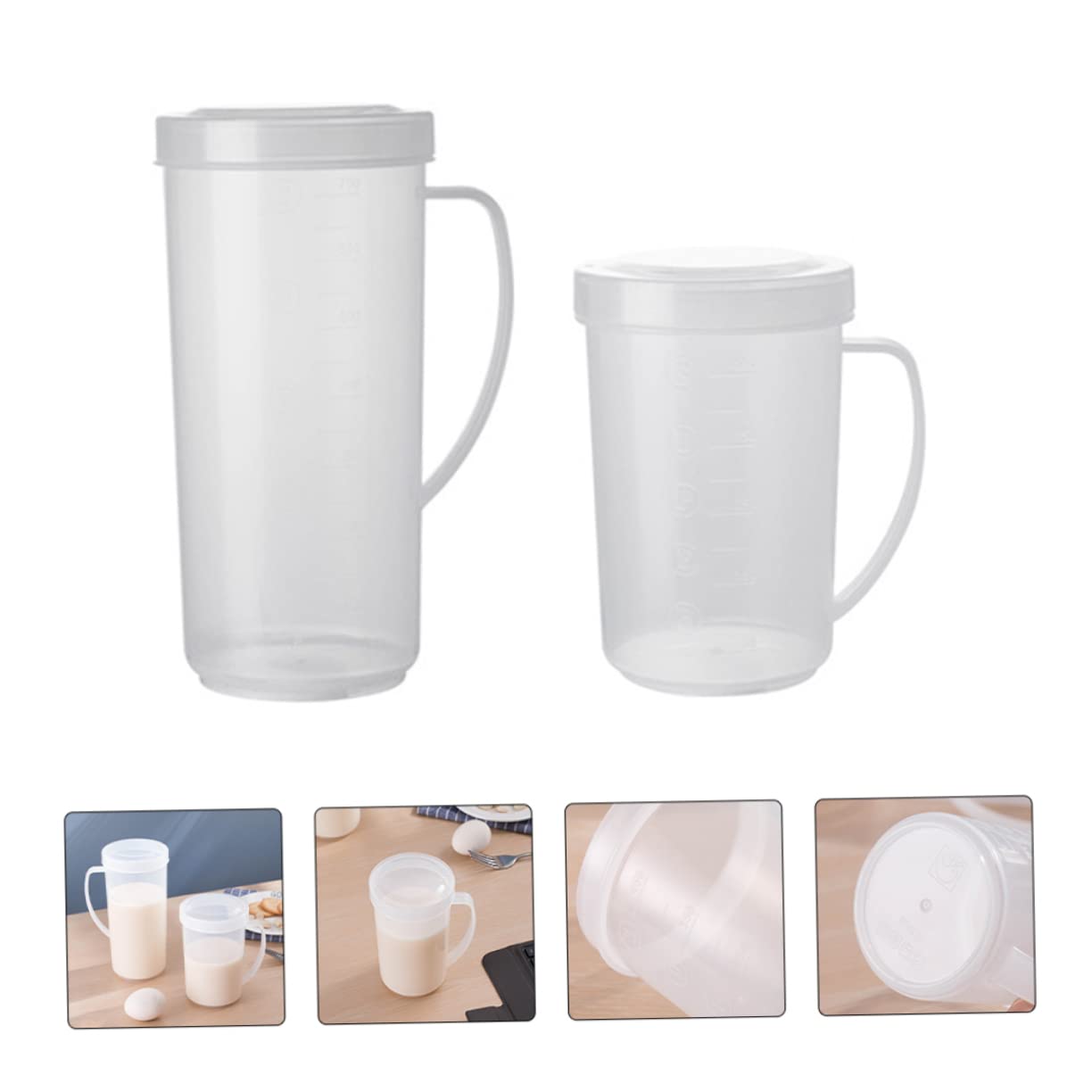 PRETYZOOM 6 Pz tazza gelatto contenitore graduato caffe adorn contenitore con coperchio bicchieri graduati contenitori brocche di latte brocca per la colazione plastica bianca Riutilizzabile