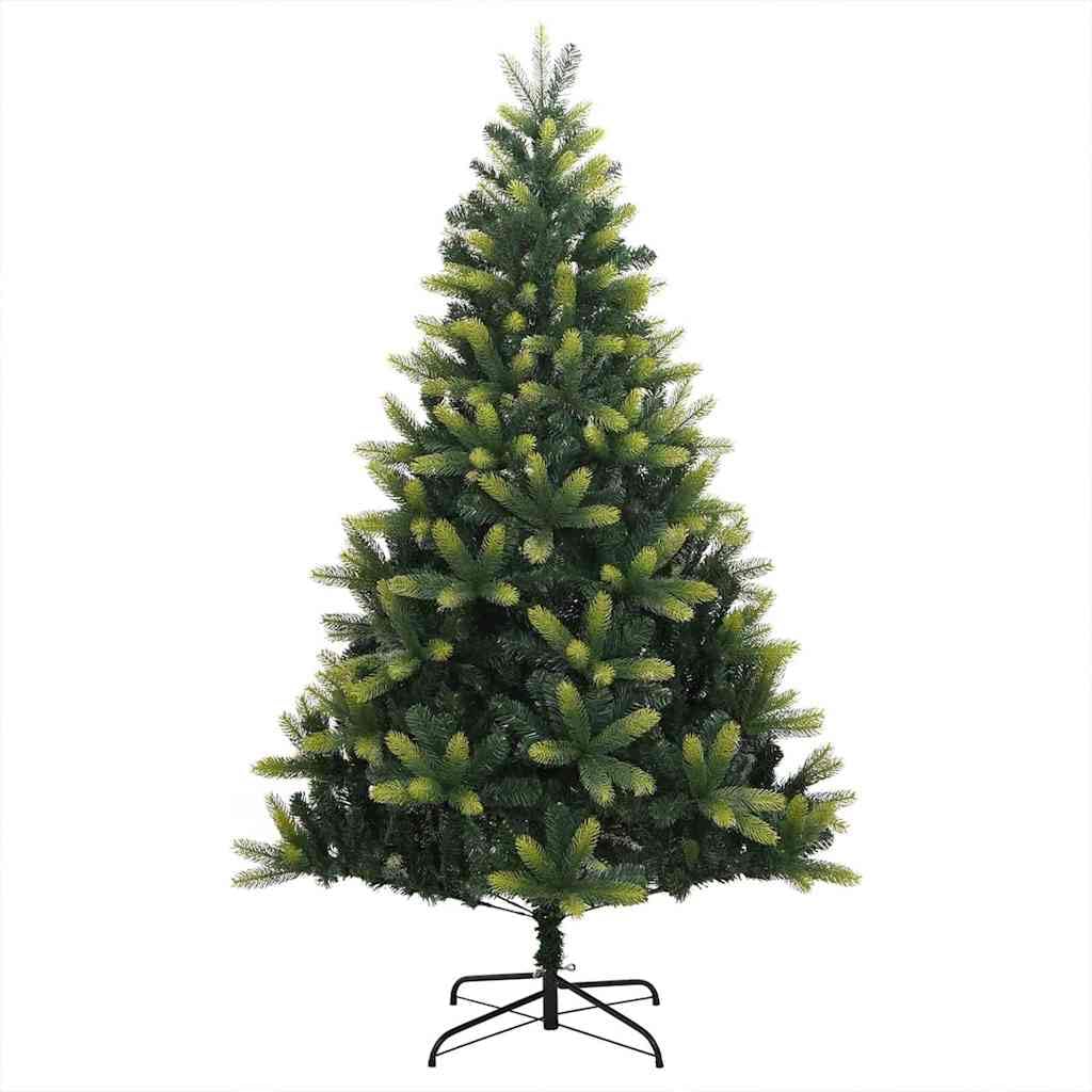 Sztuczna składana choinka, zielona, 240 cm, z 300 diodami LED o ciepłej białej barwie, PCW/PE, wytrzymały metalowy stojak, do użytku wewnątrz i na zewnątrz