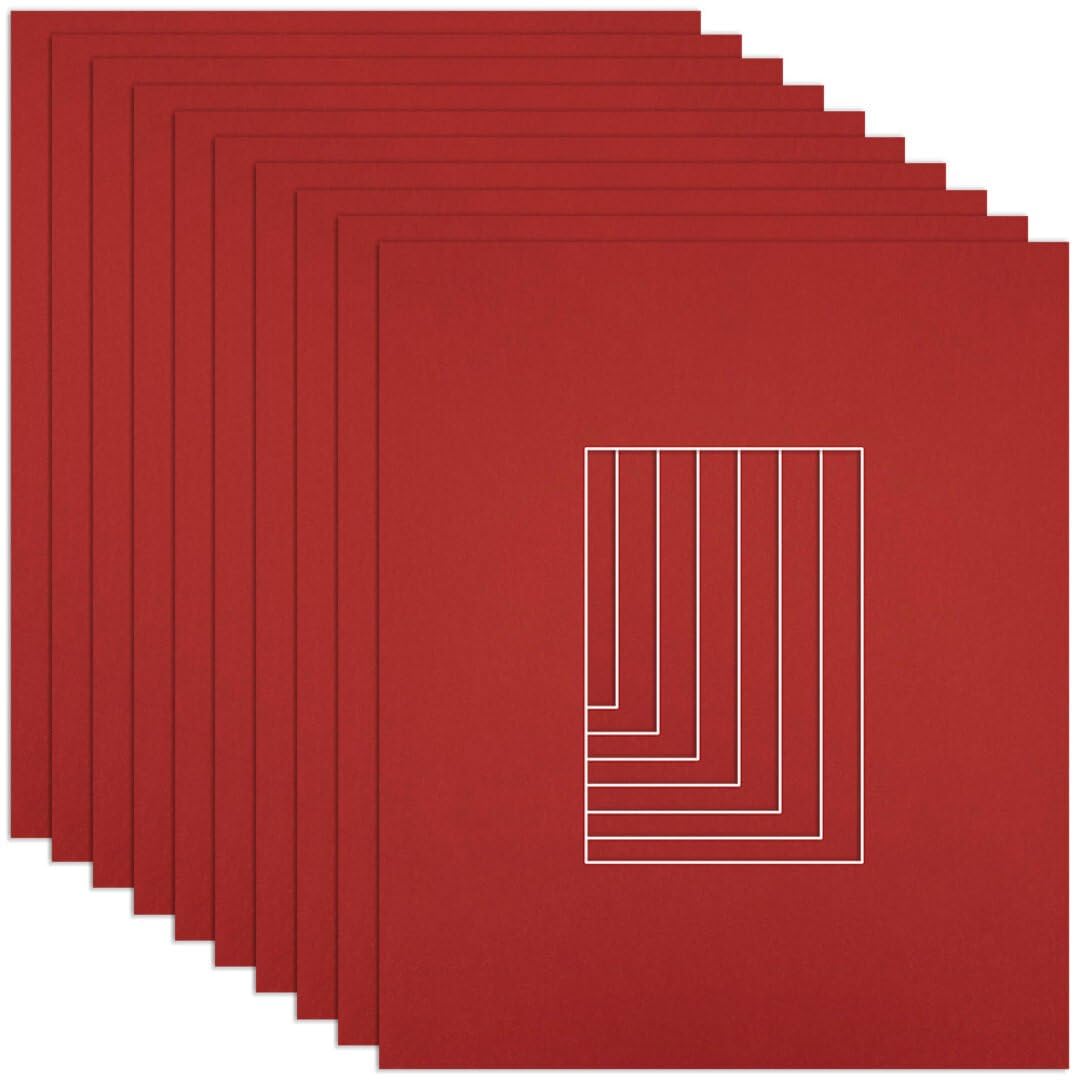 Procut Global 12x10" Crimson Picture Mounts to Fit 6x4" Aperture - Precision Cut Cardboard Photo Mount - Ideal for Frames, Prints, Artwork & Certificates - Sizes & Colours Available - 10 Pack