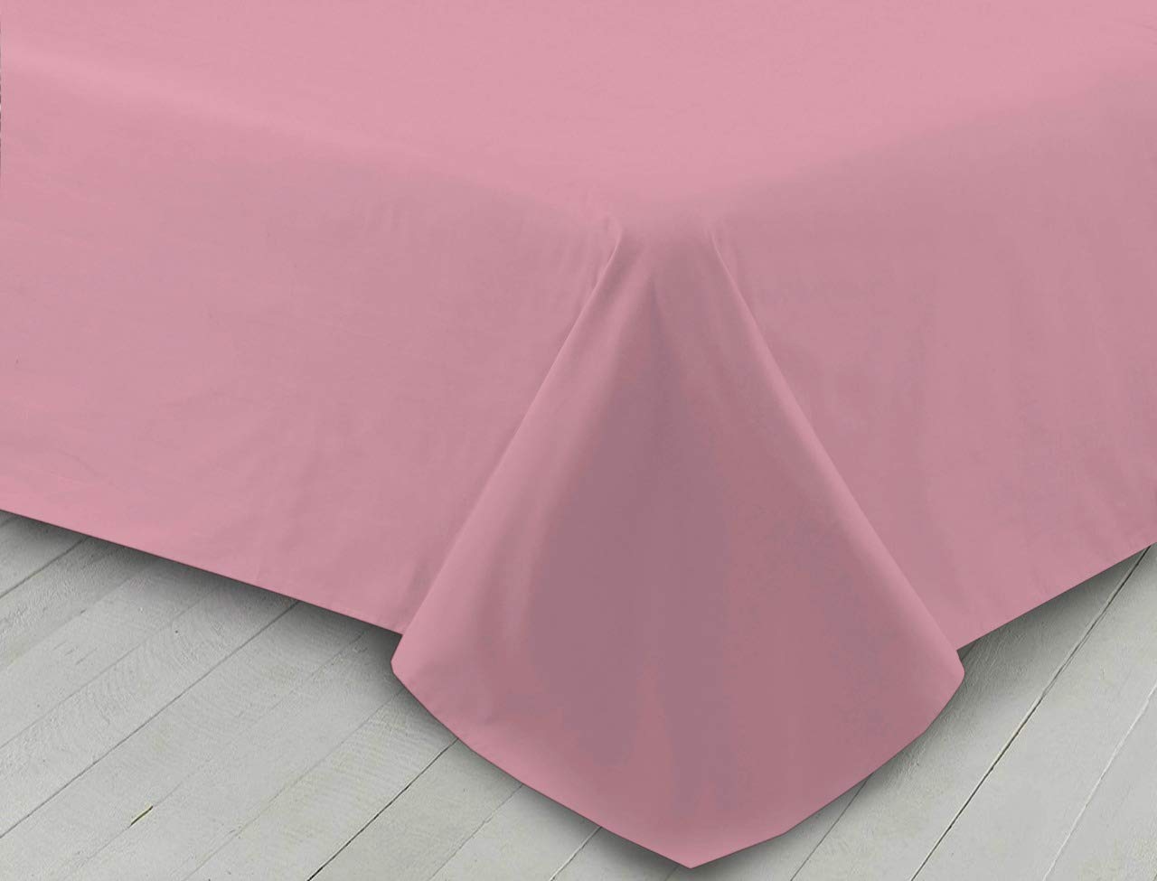 Householdfurnishing Pink Extra Depth Luxury Plain Dyed Flat Bed Sheet Poly Cotton Single Double King (, Single)