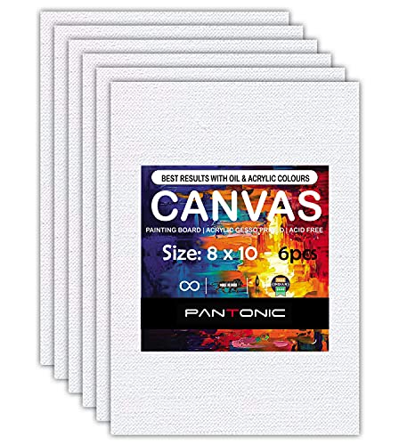 Image of 6 Pieces 8 x 10 Inch, Medium Size Canvas Boards for Painting, Acrylic Oil Painting Board 6 Pcs Set, White Color