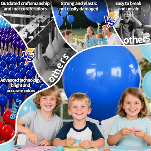 Image of Dark Blue Balloons 9pcs 36 Inch Extra Large Big Jumbo Giant Matte Navy Blue Latex Balloons for Graduation New Year Weddings Father's Day Baby Shower Birthday Party Decorations