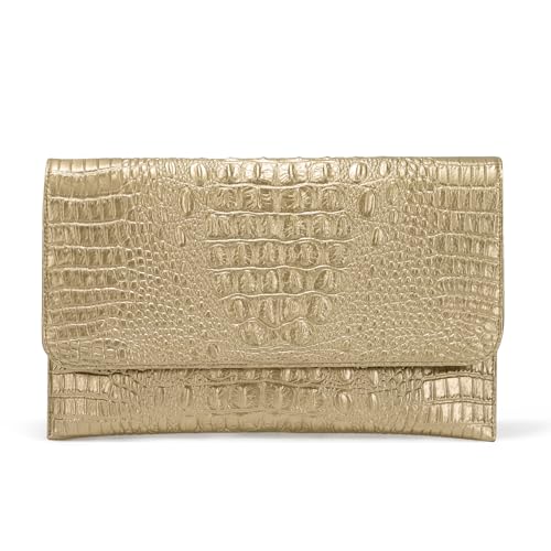SWEETV CHUNLI Evening Clutch Purses for Women Elegant Wristlet Wallets Crocodile Pattern PU Leather Purse Formal/Wedding