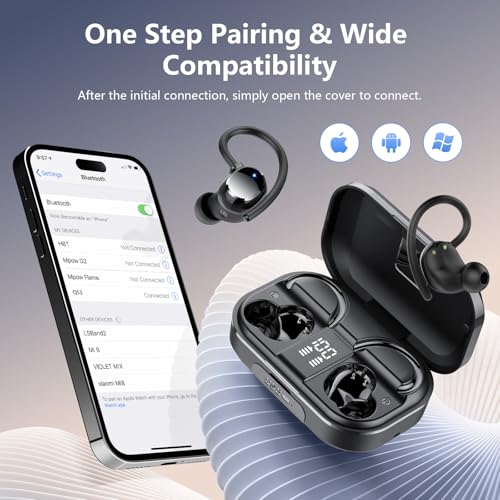 Image of Wireless Earbuds, Bluetooth 5.4 Sport Headphones, 128H Playtime Over Ear Buds for Small Ear, Stereo Deep Bass, Sport Wireless Bluetooth Earphones, IPX7 Waterproof Running Headphones for iOS Android