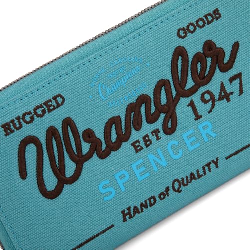 Image of Montana West X Wrangler Wristlet Wallets for Women Classic Retro Wallet Purse Bifold Credit Card Wallets for Women Oversized Logo Clutch Wristlet