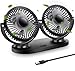 Ventilador USB STLOVE Mini Ventilador Doble Cabeza 360° Rotación 3 Velocidades Ventilador Portatil Adecuado para Coche/Mesa/Oficina/Camping/La Pesca etc - Negro