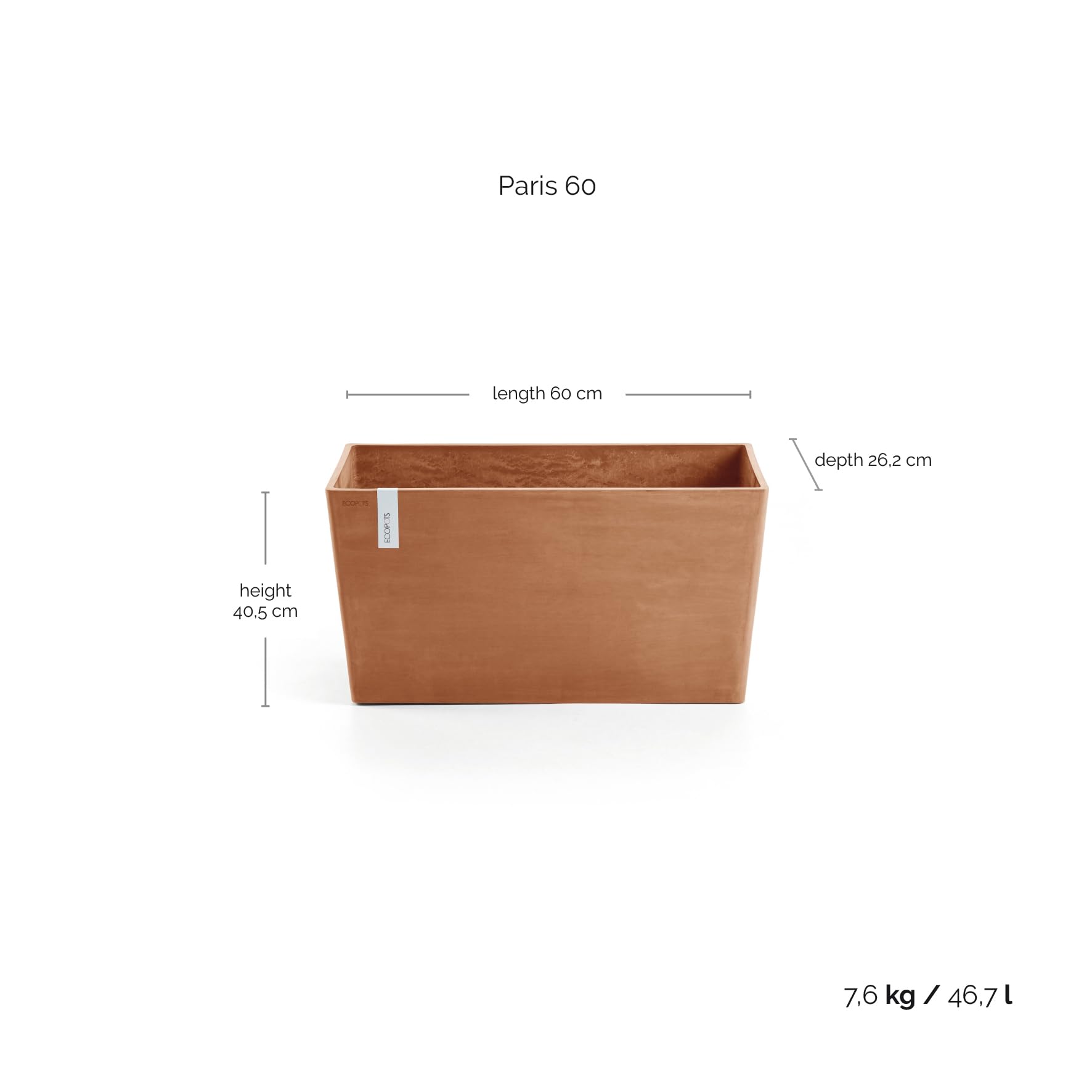 Amazon.com : Ecopots Paris Durable Modern Rectangular Indoor