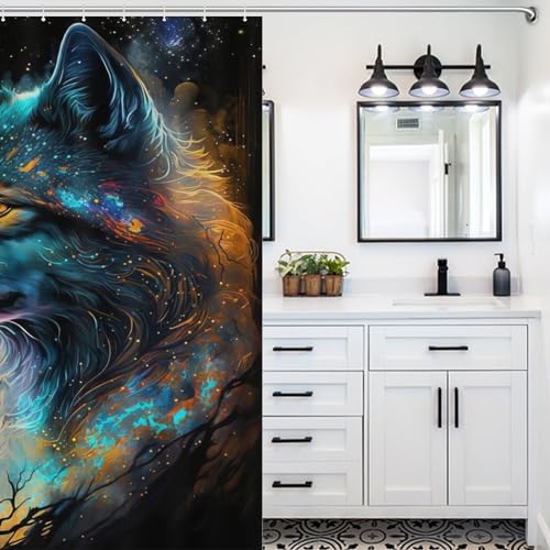 Rideau de douche imperméable en polyester 152x183 cm pour baignoire Cloudy Loup