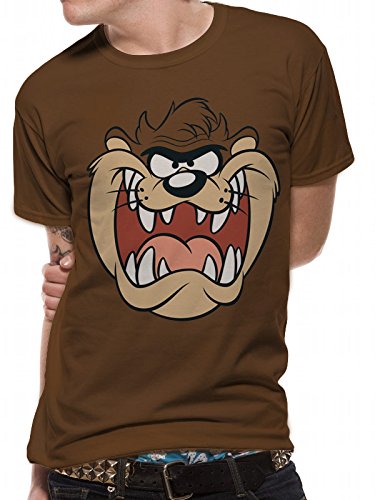I-D-C CID Looney Tunes-Taz Face Camiseta, Marrón (Chesnut Brown), XX-Large para Hombre