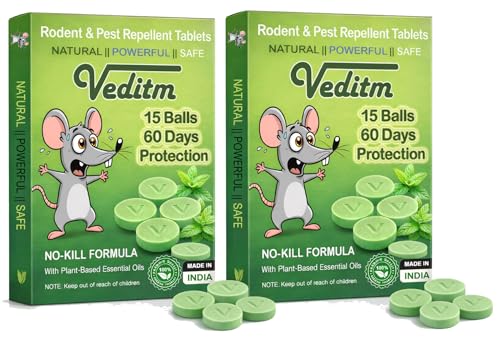Image of Mouse and Rat Repellent Balls Pack of 2 (15 Tablet) for Home No Kill Only Repels Home Indoor Outdoor, Rat Controller Pills to Keep Tablet Rodents Rat Repellent Ball Herbal & Natural Formula | Long-Lasting |Eco-Friendly & Safe