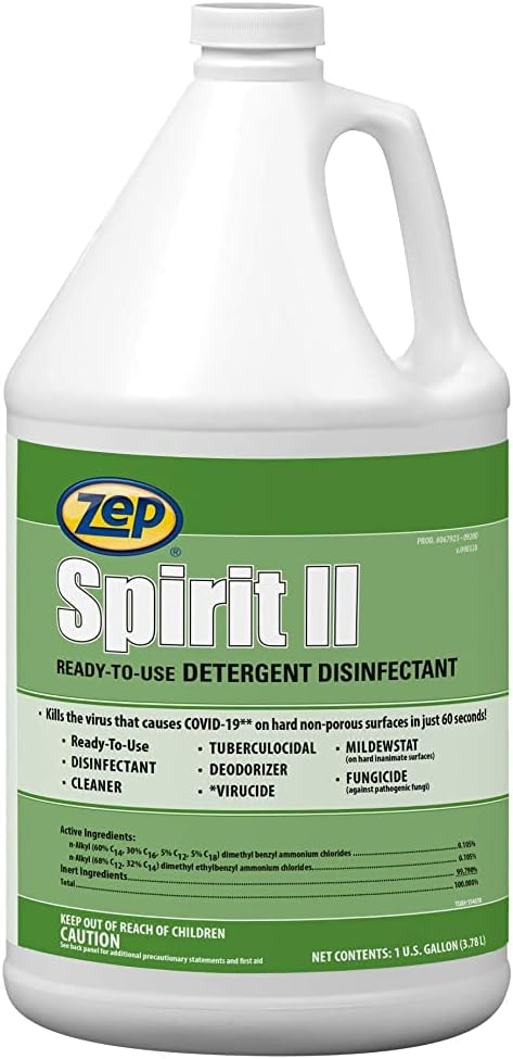 Zep, ZPE67923CT, Spirit II Detergent Disinfectant, 4 / Carton, Multi, 128 Fl Oz (Pack of 4)