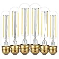 LiteHistory E26 LED Bulb 4W Equal 40 Watt Light Bulbs Daylight 5000K E26 Edison Bulb AC120V 400lm Dimmable 5 Inch T10 led Bulb Tubular for Rustic Pendant,Chandeliers,Wall sconces Pack of 6