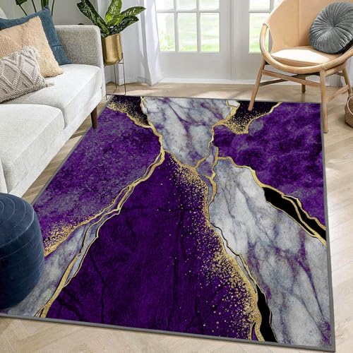 Tapete Abstracto morado gris y dorado 5x7 pies miniatura 1