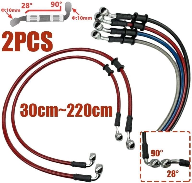 バイクホース 2個 30cm-220cm オートバイ油圧ブレーキホースライン 28