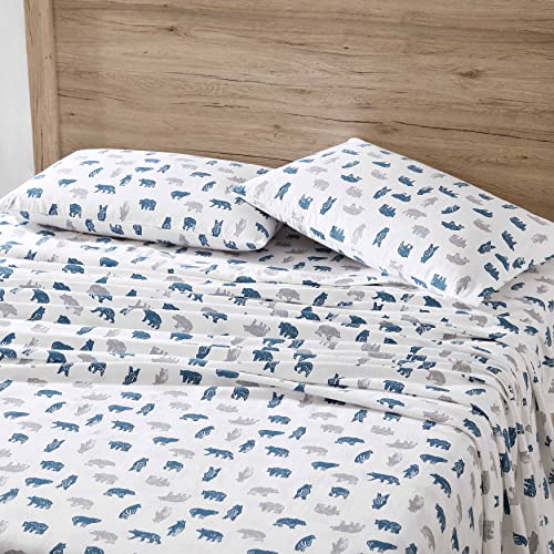 Image of Eddie Bauer - Flannel Sheets King Size, Anti-Pilling & Wrinkle Resistant Cotton, Touchably Soft for All-Season Comfort - Bed Sheets with Matching Pillowcases & Fitted Sheet (Bear Mountain Grey)