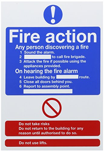 SIGNSLAB FR03551R Safety Sign "Fire Action Standard", A5 size, PVC